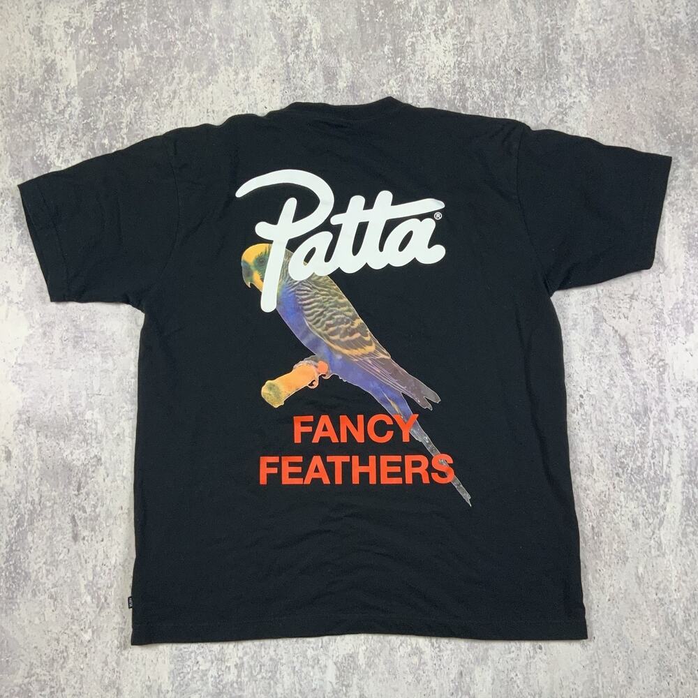 Patta T-Shirt Mens Large Black Fancy Feathers Parrot Streetwear